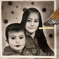 طراحی چهره سیاه قلم|تابلو، نقاشی، عکس|قم, یزدان‌شهر|دیوار