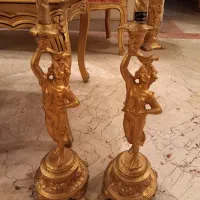شمعدان برنز ،آیینه و شمعدان ، جاشمعی عتیقه آنتیک