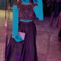 پیراهن دو تیکه با دامن ساتن