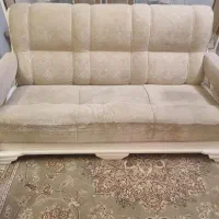 مبل هفت نفره با میز و شش صندلی آهنی