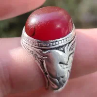 انگشتر قلم سنگ عقیق کهنه یمنی