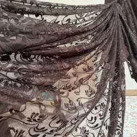 سه عدد شال پرده قهوه‌ای