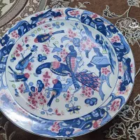 یک جفت قاب چینی قدیمی.گنجشکی وبستنی خوری قرمز