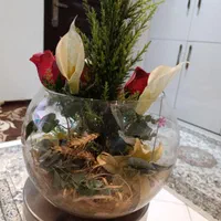 گلدان شیشه ای در حد نو|گل مصنوعی|تهران, بریانک|دیوار