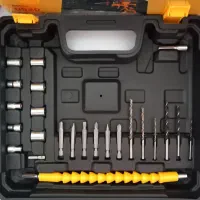 دریل دو باتری موتور براشلس با جعبه ابزار و لوازم|ابزارآلات|کرج, کوی فرهنگ|دیوار