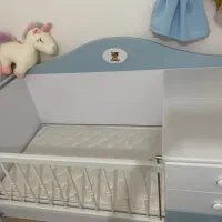 تخت و کمد کودک تم آبی سفیدخرس|تخت و سرویس خواب|قشم, |دیوار