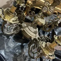 یک جفت لوستر تمام برنز پنج شاخه شیک