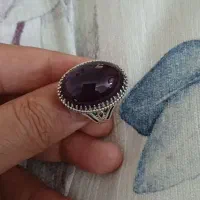 انگشتر نقره با سنگ آماتیس فاخر و کهنه|جواهرات|تهران, پونک|دیوار