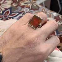 انگوشتر عقیق پرتقالی لانه زنبوری معدنی دستساز|جواهرات|تهران, تهرانسر شرقی|دیوار