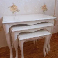 میز سه تیکه جلو مبلی تمام چوب