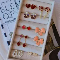 گوشواره ژوپینگ*فشن*میخ نقره*مینا*پلنگی و حصیری