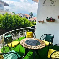 میز آتشدان گرد دورچوب / صندلی باغی ویلایی gold