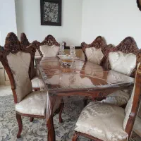 میز ناهار خوری استیل هشت نفره کامل نو