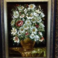 تابلو فرش گل وگلدان  بابونه|تابلو فرش|تهران, علم و صنعت|دیوار