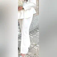 کت و شلوار ۳ تکه سایز44- ۴۶ سفید نونو مناسب عروس