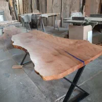 میز چوب گردو پایه فلزی روستیک