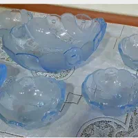 سرویس ۷ تیکه انارخوری چک قدیم رنگ آبی صدفی نو نو