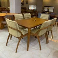 ناهارخوری ۶ نفره تهیه شده از چوب راش موجود با رنگ