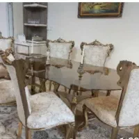 مبل ۹ نفره وناهار خوری ۶ نفره استیل ورق طلا