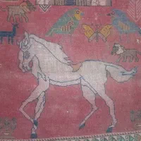 قالیچه دستبافت قدیمی تمام پشم|فرش|اصفهان, ارغوانیه|دیوار