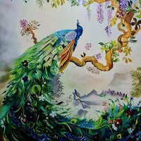 تابلوی نقاشی بهشت. رنگ روغن. بسیار با جزئیات وزیبا