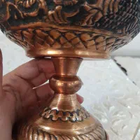ظرف پایه دار مسی سیاه قلم،ظرف مس بسیار خاص لبه دار|کلکسیون اشیاء عتیقه|تهران, پونک|دیوار