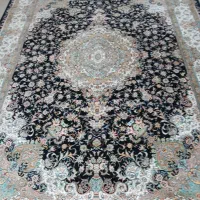 فرش ۹ متری کف سورمه ای خاطره کاشان با تراکم بالا