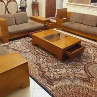 یکدست مبل ال کاملا چوب گردو باطراحی زیبا|مبلمان خانگی و میز عسلی|تهران, دهکده المپیک|دیوار