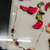 دستبند نقره با نگین های یاقوت اصل معدنی