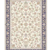 فرش ماهریس کلکسیون هانیس کد هما کرم حاشیه سورمه ای