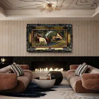 تابلو فرش ماشینی طرح کلبه و اسب|تابلو فرش|ساری, |دیوار