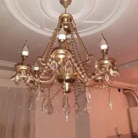 لوستر ۶پر با لامپ برنجی