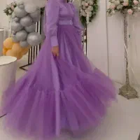 لباس مجلسی مزونی بنفش آستین بلند ماکسی