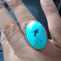 انگشترفیروزه مغزسنگ ۲طرف رخ دلفین پرستوروی سنگ|جواهرات|بومهن, |دیوار