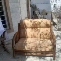 نیم ست چهار نفره راحتی چوب و پارچه