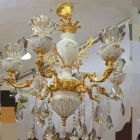 لوستر به روز اصل برنز با آبکاری طلا نو صفر|لوستر و چراغ آویز|خوی, |دیوار