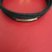 دستبند طلا و چرم نو
