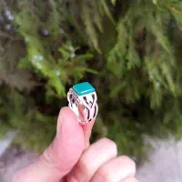 انگشتر نقره عقیق سبز خاص کار دست