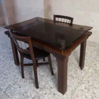 میز چوبی همراه با ۲ صندلی