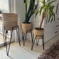 ۳عدد پایه گل حصیری پایه فلزی جنس خوب