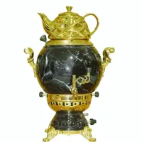 سماور گازی کار تهران/طرح سنگ8.10لیتری قوری سرامیکی