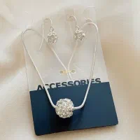 نیمست زنجیری توپی نگینی نقره ای