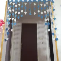 پرده ریسه ای آبی سفید