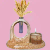 ست( گلدان و جا شمعی و سینی دفرمه )تزئینی