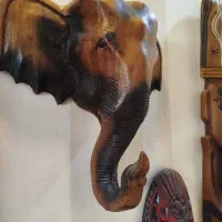 سردیس فیل چوبی|کلکسیون اشیاء عتیقه|شیراز, شهرک جماران|دیوار