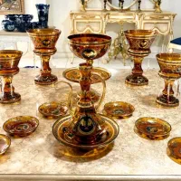 پذیرایی طلاکوب جهیزیه کریستال نودکور چک لاسترعسلی|ظروف سرو و پذیرایی|تهران, هفت حوض|دیوار