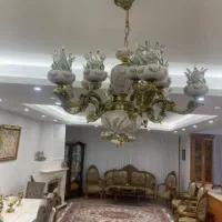 لوستر۸شاخه ۱۶شعله برنز با چینی