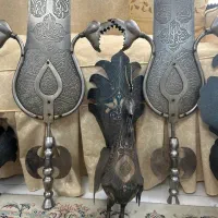 دو جفت تیغه علامت دو جفت حیوان علم طلا نقره کوب|کلکسیون اشیاء عتیقه|تهران, نیروی هوایی (پیروزی)|دیوار