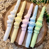 شمع قلمی طرح گل رز برجسته