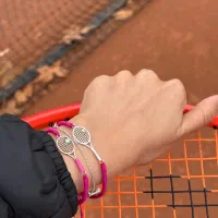 دستبند و گردبند نقره راکت تنیس و پدل عیار۹۲۵